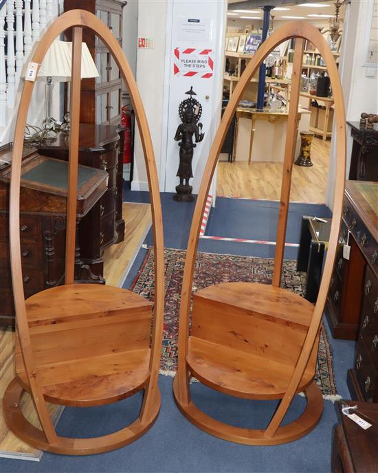 A pair of contemporary yew library steps, with silver makers studs